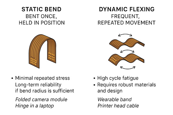 Dynamic Flexing VS Static Bending in Flexible PCB Design